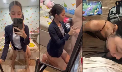 Em nhân viên văn phòng lên đồ đi làm rồi mà vẫn đòi anh chịch thêm hiệp nữa